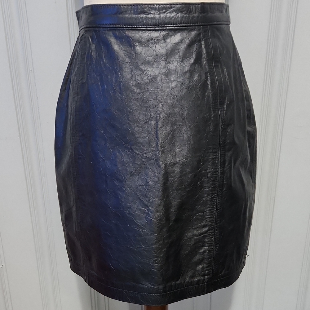 SALE!  Black Leather Mini Skirt